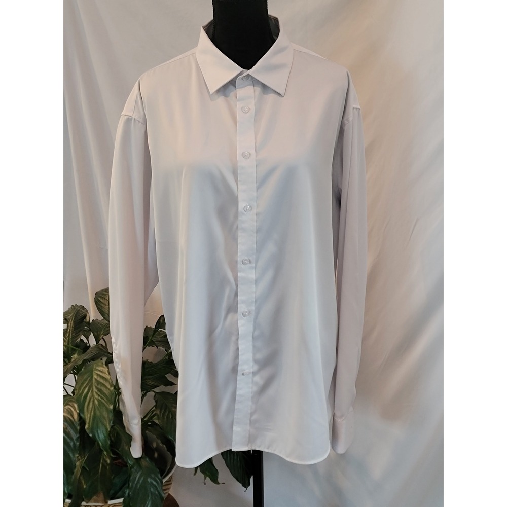 FLEX Mens Luxury Collection White Button Down Dress Shirt XL Design In Italy